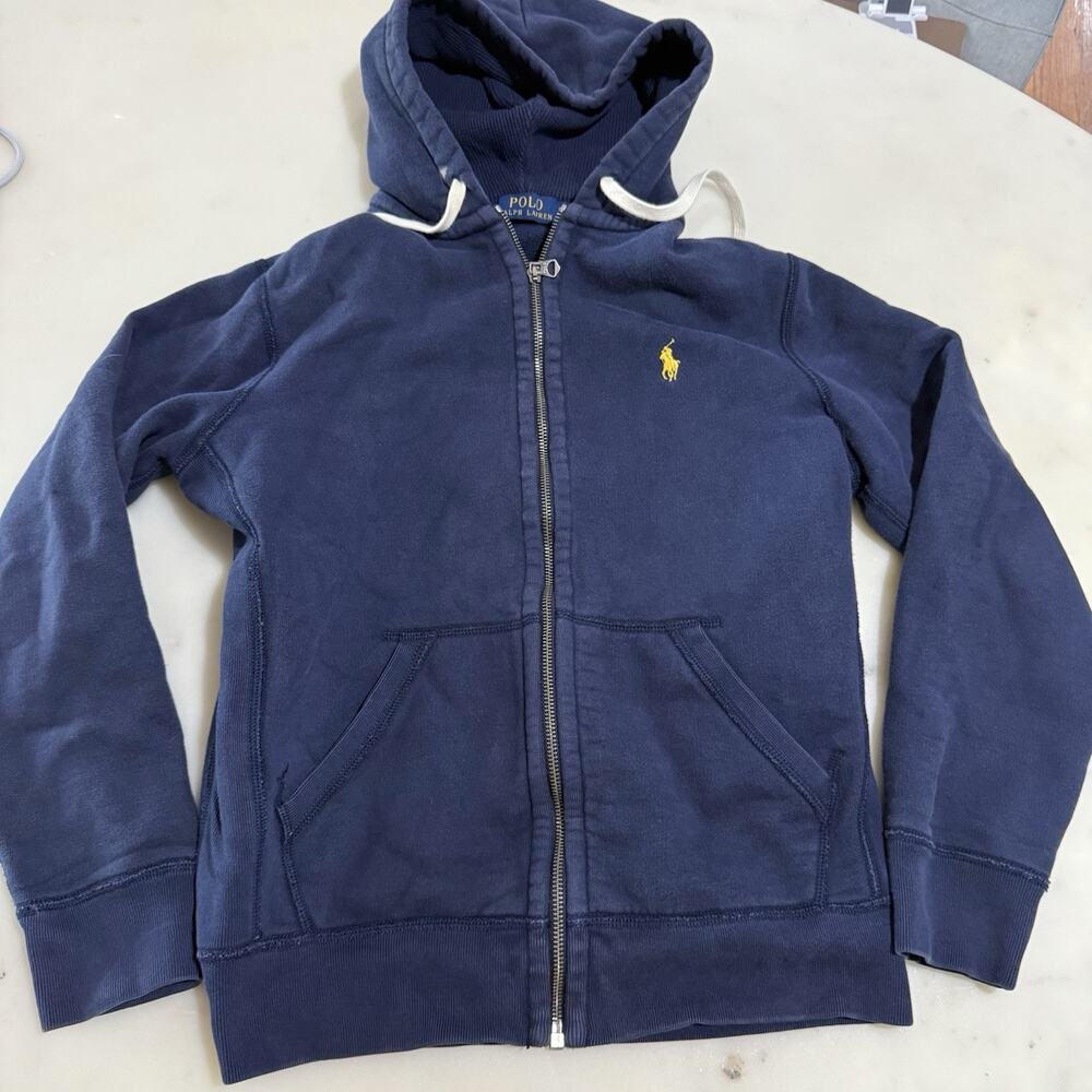 Polo Ralph Lauren Hoodie Mens S Navy Blue Pony Thermal Hood Fleece Full Zip